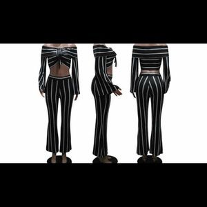 2 piece stripe jumpsuit